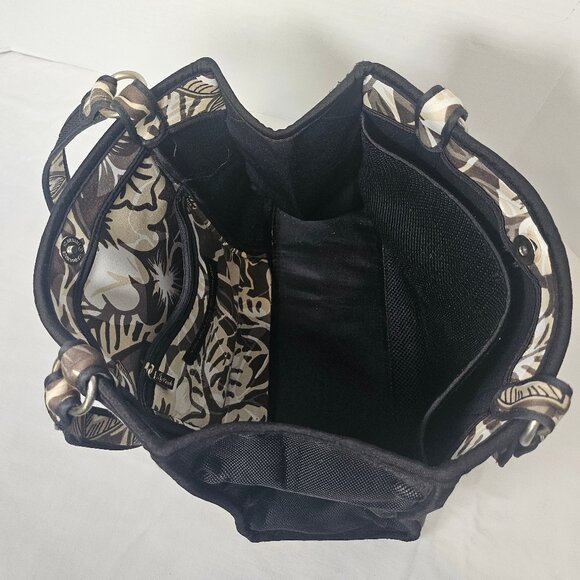 Beach by CLC Neoprene Brown, Ivory and Tan Tropical Floral Print Shoulder Bag - Picture 10 of 14